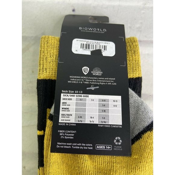 Harry Potter Hufflepuff House Badge Logo Men's Crew Socks 1 Pair Sock Size 10-13 - Picture 4 of 5